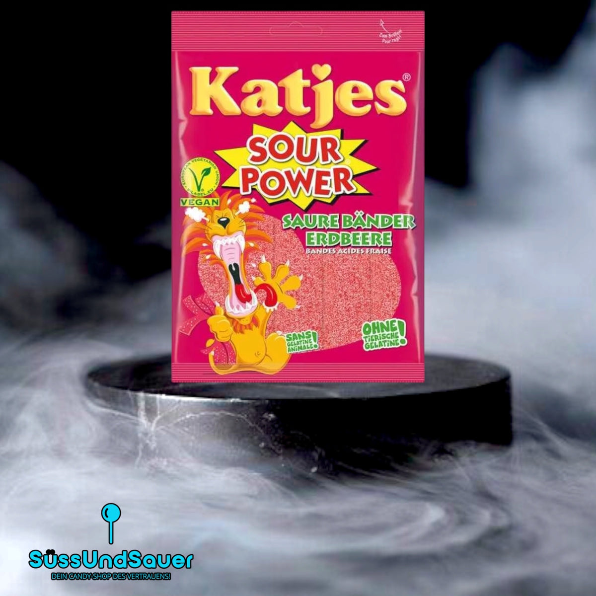 Katjes Sour Power Bänder Erdbeer 200g