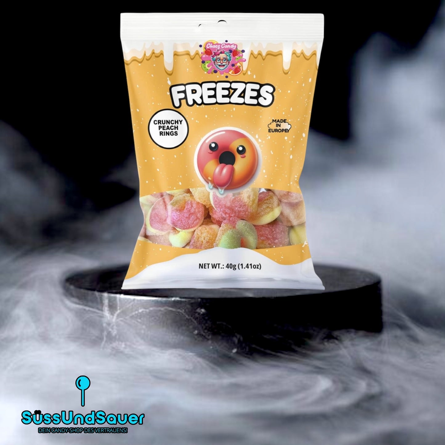 Chaos Candy Freezes Crunchy Peach Rings 40g