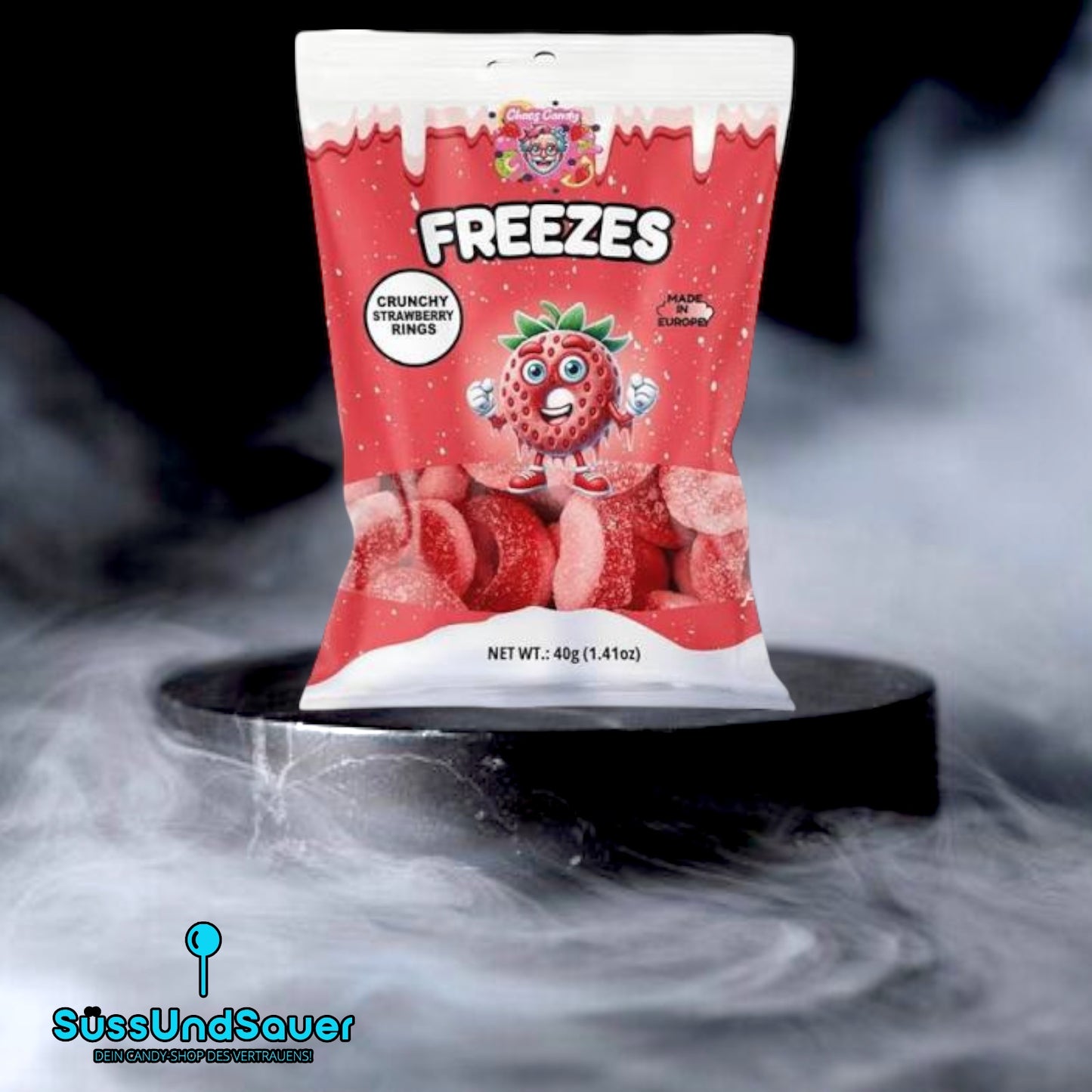 Chaos Candy Freezes Crunchy Strawberry Rings 40g