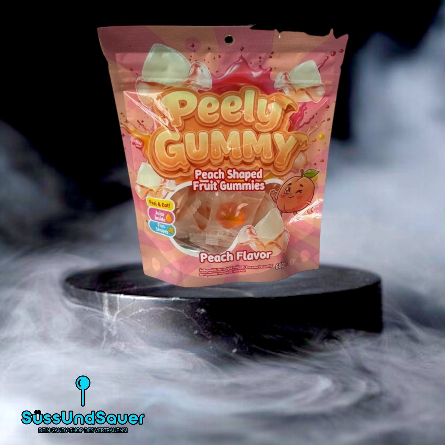 Peely Gummy Peach Shaped Fruit Gummies 60g