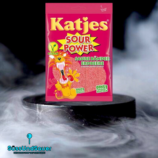Katjes Sour Power Bänder Erdbeer 200g